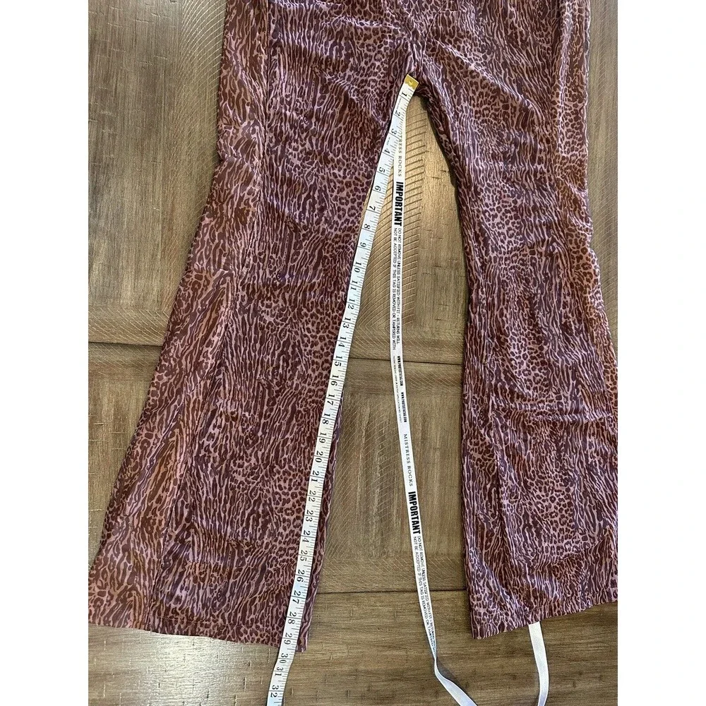 NWT Mistress Rocks Los Angeles Size Large Say When Animal Print Flare Mesh Pants - Picture 8 of 14